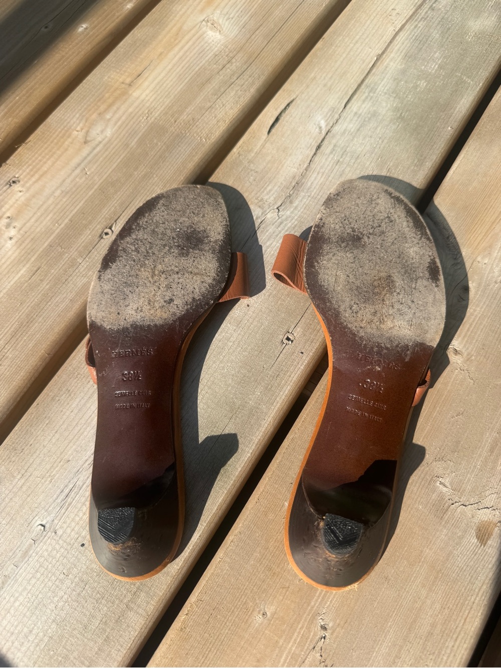 Hermes vintage leather kitten heel sandal - Picture 5 of 6